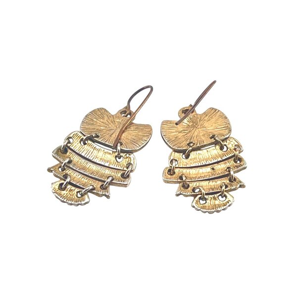 Gold-Tone Owl Dangle Earrings With Black Accents For Women - Picture 5 of 7